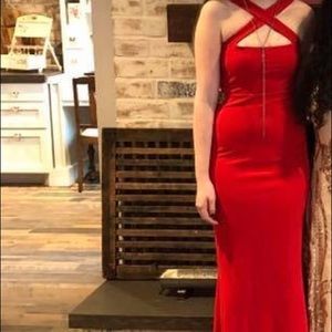 Long red dress